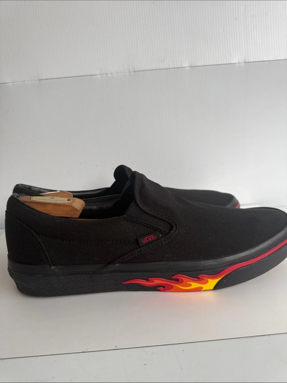VANS FLAME WALL BLACK SLIP ONS SIZE 13 GREAT CONDITION LIMITED EDITION